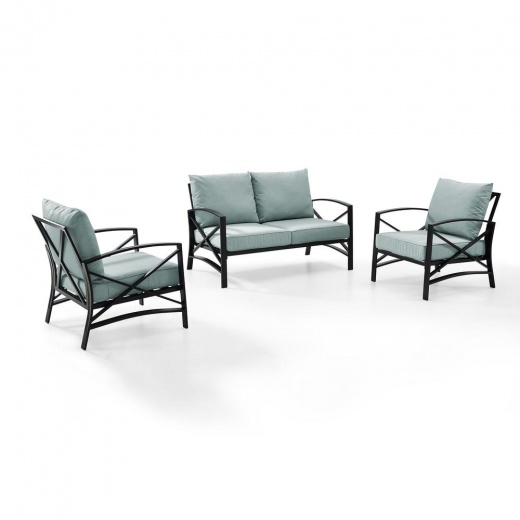Kaplan 3-Piece Outdoor Metal Conversation Set in Mist/Oil Rubbed Bronze ...
