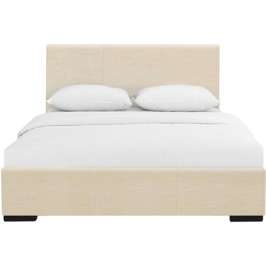 Hindes Upholstered Platform Bed, Beige, Twin/ Beige