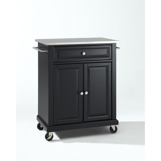 Compact Stainless Steel Top Kitchen Cart Black/Stainless Steel by Crosley Furniture