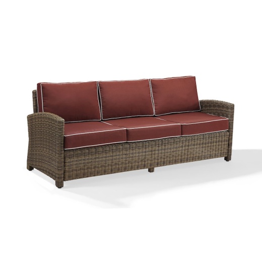 Bradenton Outdoor Wicker Sofa Sangria/Weathered Brown