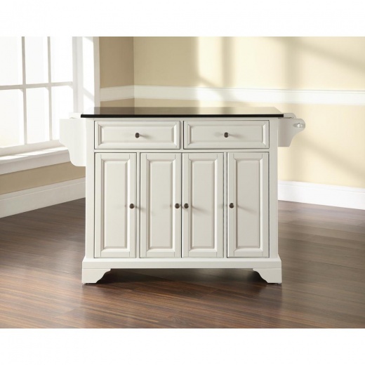 Lafayette Granite Top Full Size Kitchen Island/Cart - White/Black