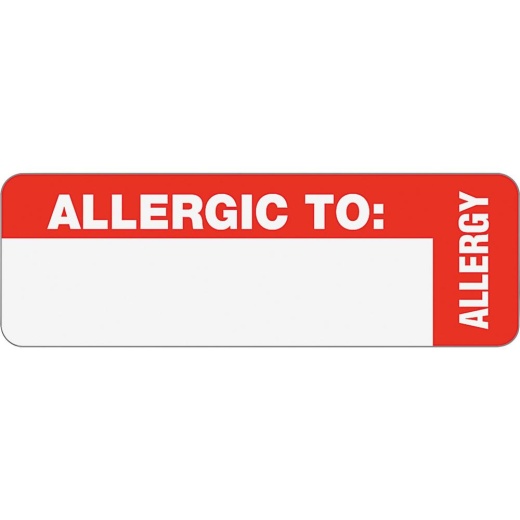 Tabbies Allergic To: Medical Wrap Labels - 3" Width X 1" Length - Red - 500 / Roll