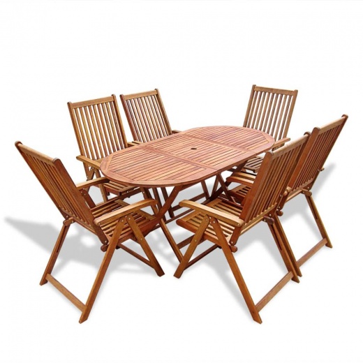 Vidaxl 7 Piece Outdoor Dining Set Solid Acacia Wood, 41815