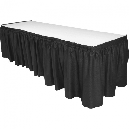 Genuine Joe Nonwoven Table Skirts - 14 Ft Length X 29" Width - Adhesive Backing - Polyester - Black - 6 / Carton