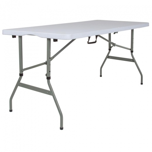 5-Foot Height Bi-Fold Granite White Plastic Banquet and Event Folding Table by Flash Furniture