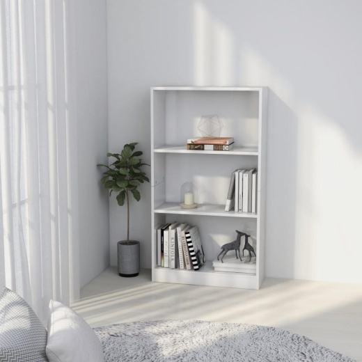 Vidaxl 3-Tier Book Cabinet White 23.6"X9.4"X42.5" Chipboard, 800864