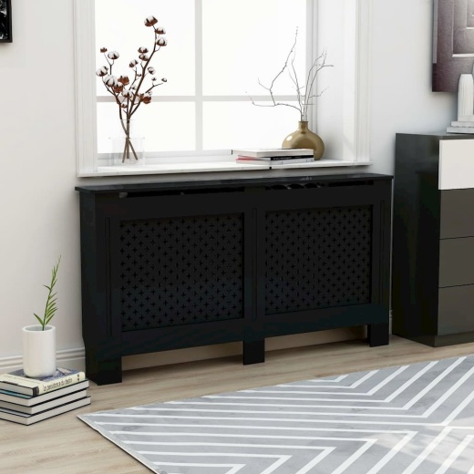 Vidaxl Radiator Cover Black 59.8"X17.5"X31.9" MDF, 288195