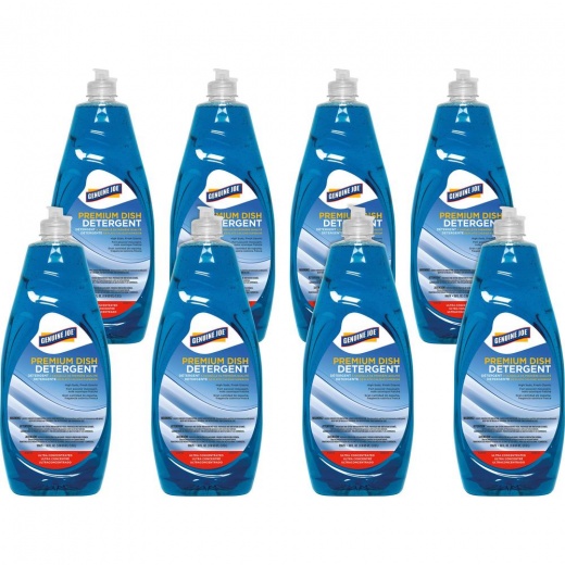 Genuine Joe Premium Dish Detergent - For Dish - Concentrate - 38 Fl Oz (1.2 Quart) - 8 / Carton - Blue
