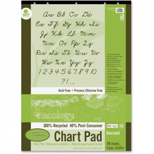 Ecology Decorol Recycled Chart Pad - 70 Sheets - Plain - Strip - Unruled - 24" x 32"