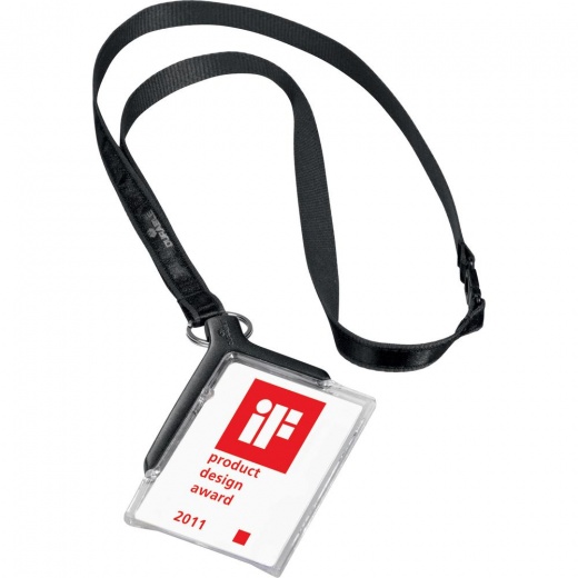 Durable Id Badge Deluxe Holder Lanyard - 4/5" X 17" Lanyard - Black - 10 / Box