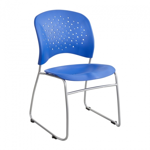 Reve Guest Chair Sled Base Round Back (Qty. 2) Blue