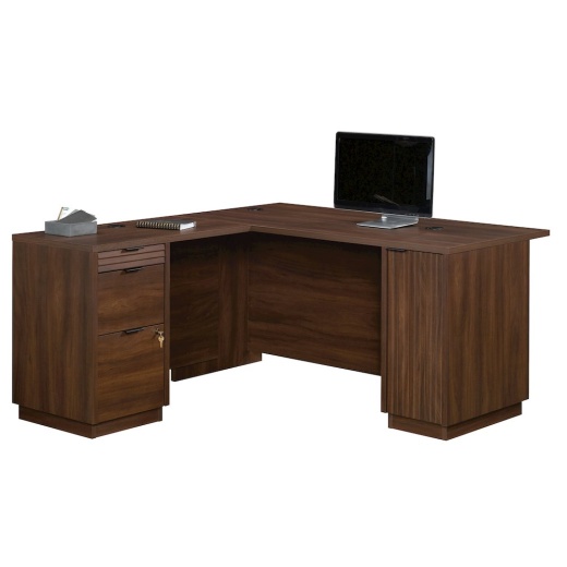 Sauder Palo Alto 60" L-Shaped Desk in Spiced Mahogany