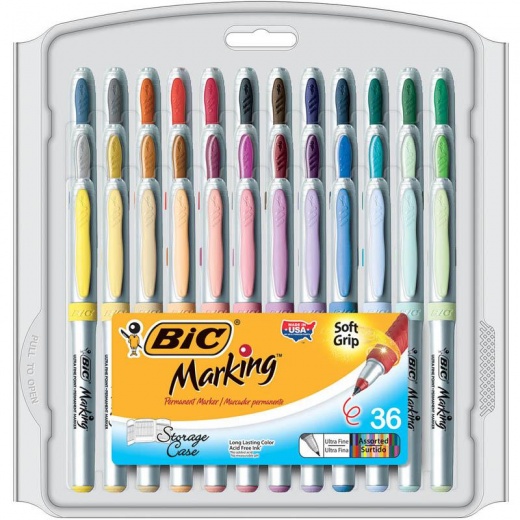Bic Mark It Permanent Markers 36Pk Ultra Fine Point Asstd Color
