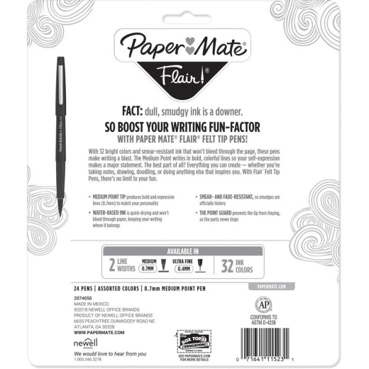 Paper Mate Flair Porous Point Pen - Medium Pen Point - 0.7 mm Pen Point  Size - Bullet Pen Point Style - Black, Blue, Cranberry, Green, Guava, Lime,  Magenta, Mocha, Navy, Orchid