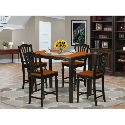 5 Pc Dining Counter Height Set - Counter Height Table and 4 Kitchen Chairs