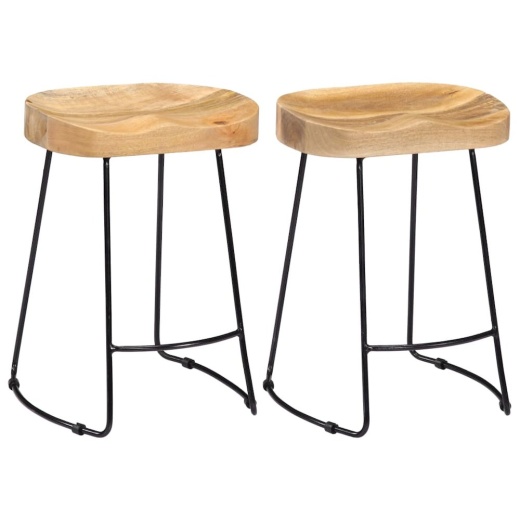 Vidaxl Gavin Bar Stools - 2 Pcs Solid Mango Wood