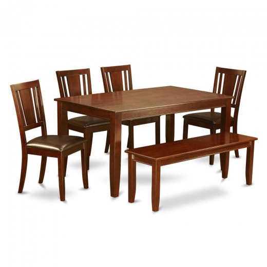 6 Pc Kitchen Table With Bench-Table And 4 Chairs For Dining Room And Bench
