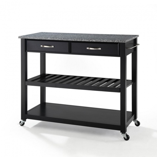 Granite Top Kitchen Prep Cart Black/Gray - Crosley Furniture