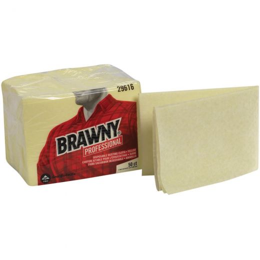 Brawny Professional Disposable Dusting Cloths - 24" x 17" - 50/Pack - Yellow