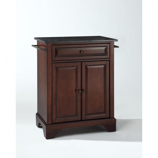 Lafayette Granite Top Portable Kitchen Island/Cart Mahogany/Black