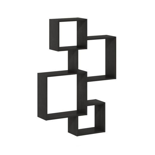 Furinno Rossi Interweave Wall Mount Floating Cube Shelf, Set Of 4, Espresso