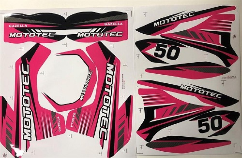 Mototec Dirt Bike Gazzela Sticker Kit Pink