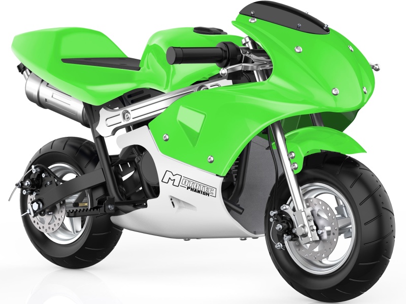 Mototec Phantom Gas Pocket Bike 49Cc 2-Stroke Green