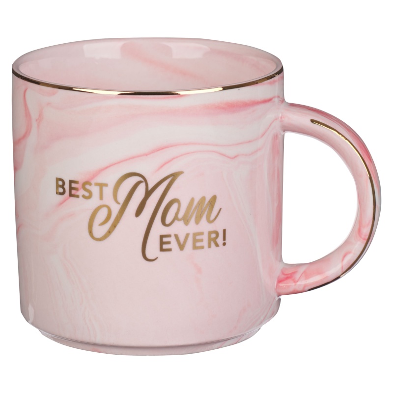 Best Mom Ever Pink Marbled Ceramic Mug