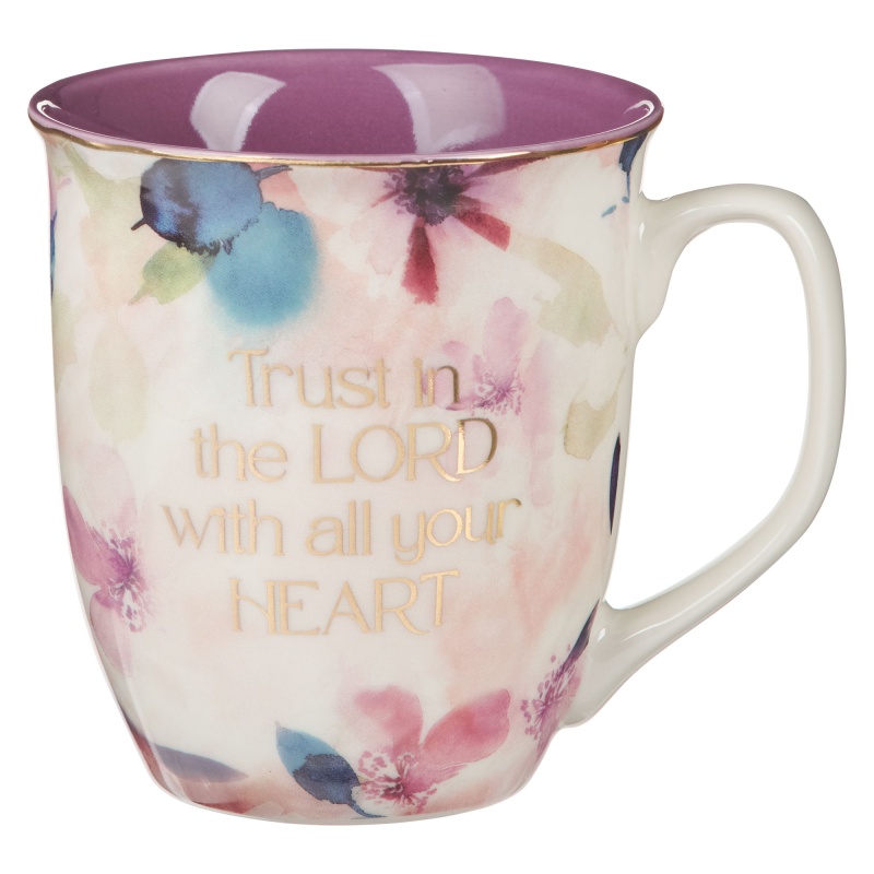 Mug Purple Floral Trust In The Lord Prov. 3:5
