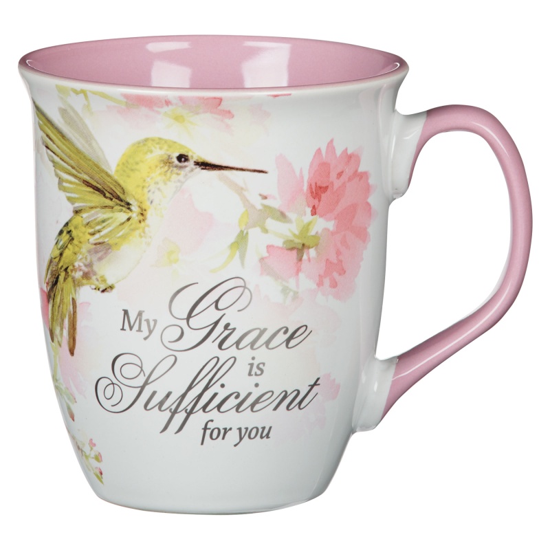 Mug Pink Hummingbird My Grace 2 Cor. 12:9