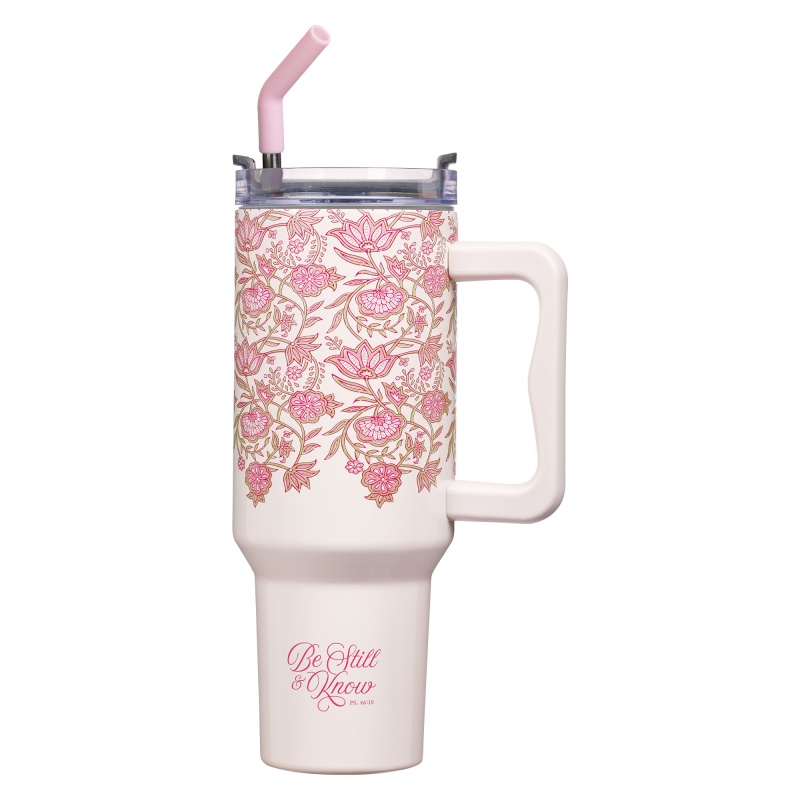 Tumbler W/Straw Ss Pink Be Still Ps. 46:10