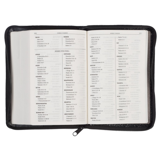 KJV Bible Compact Faux Leather with Zipper - Black