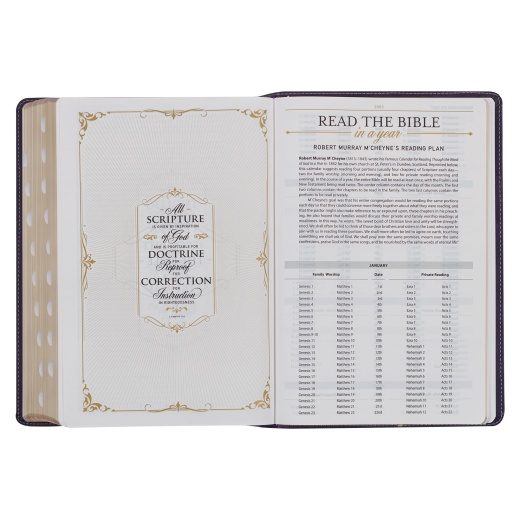 Two-Tone Purple Faux Leather Large Print King James Version Study Bible with Thumb Index