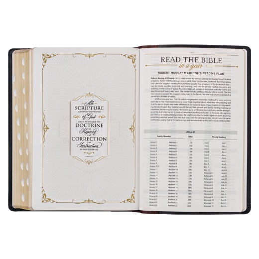 KJV Study Bible LP Full-Grain Leather, Black/Burgundy