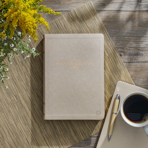 NLT The Spiritual Growth Bible Faux Leather, Pearlescent Taupe