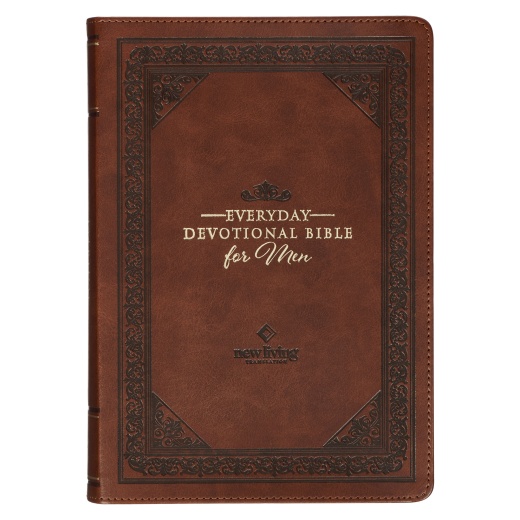 Chestnut Brown Faux Leather NLT Everyday Devotional Bible for Men