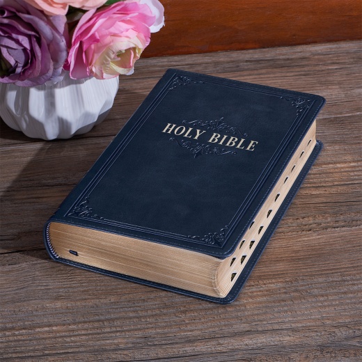 Kjv Bible Giant Print Standard-Size Faux Leather, Dark Blue