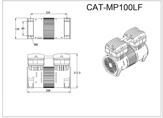 California Air Tools 1.0 Hp (Running / Rated) 2.0 Peak Ultra Quiet & Oil-Free Pump/Motor