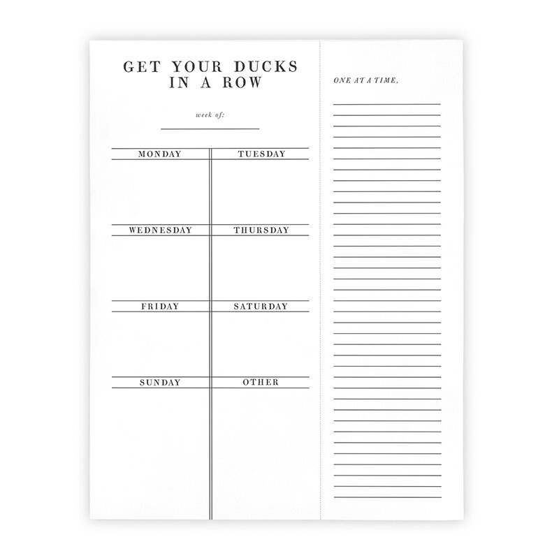 Face To Face Weekly List Pad - Get Your Ducks In A Row