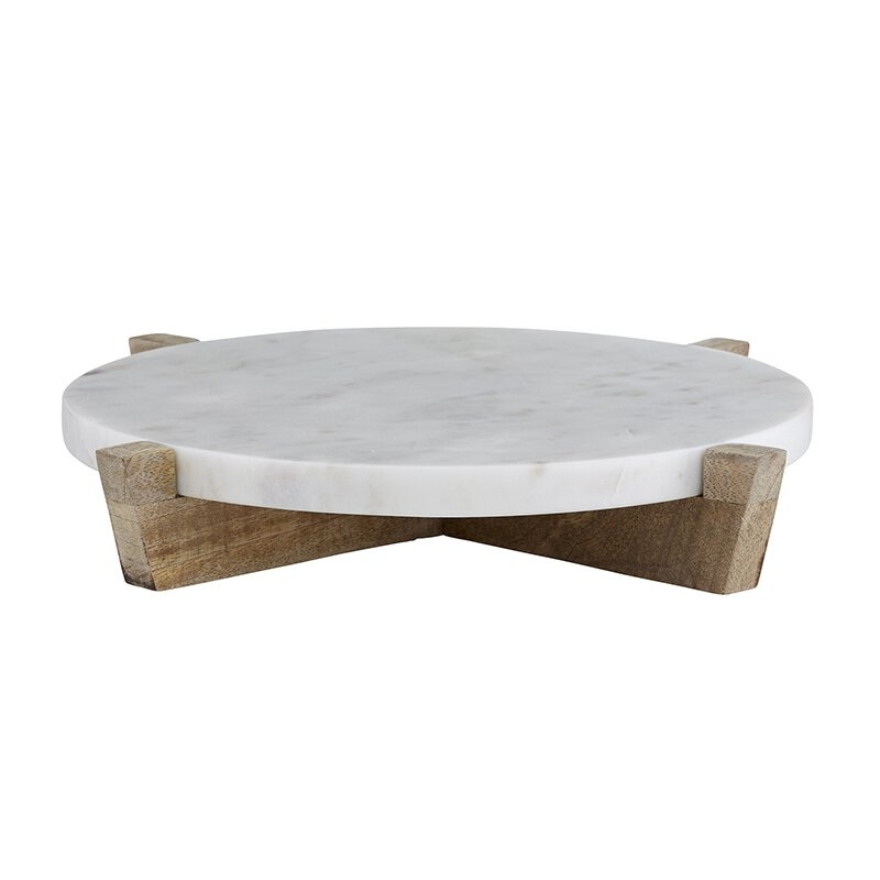 Marble Tray + Mango Wood Stand - Natural