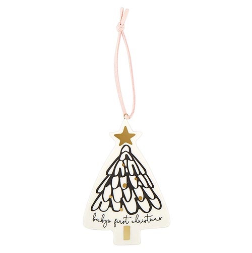 Baby's 1St Christmas Ornament - Tree Pink