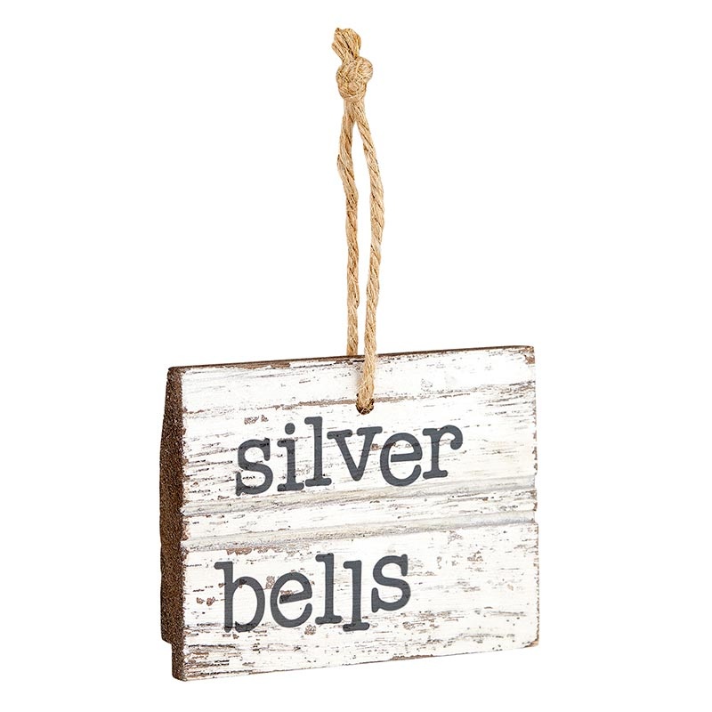 Face To Face Wood Ornament - Silver Bells