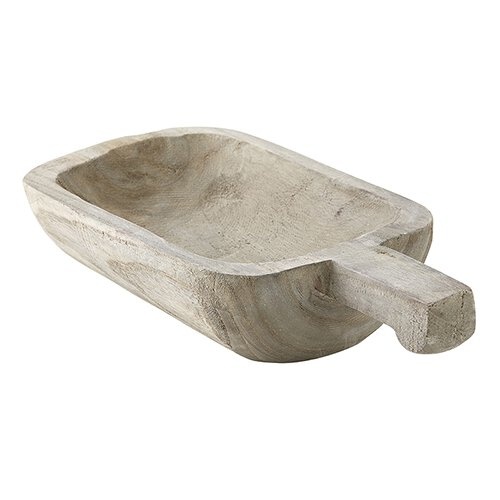 Paulownia Bowl With Handle - Grey