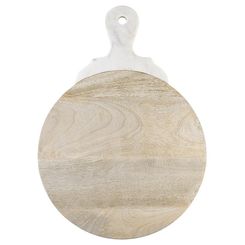 Wood Board With Marble Carved Handle