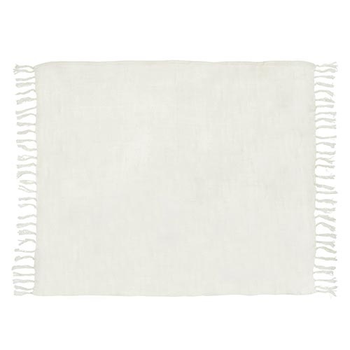 Linen Patch Throw - Antique White