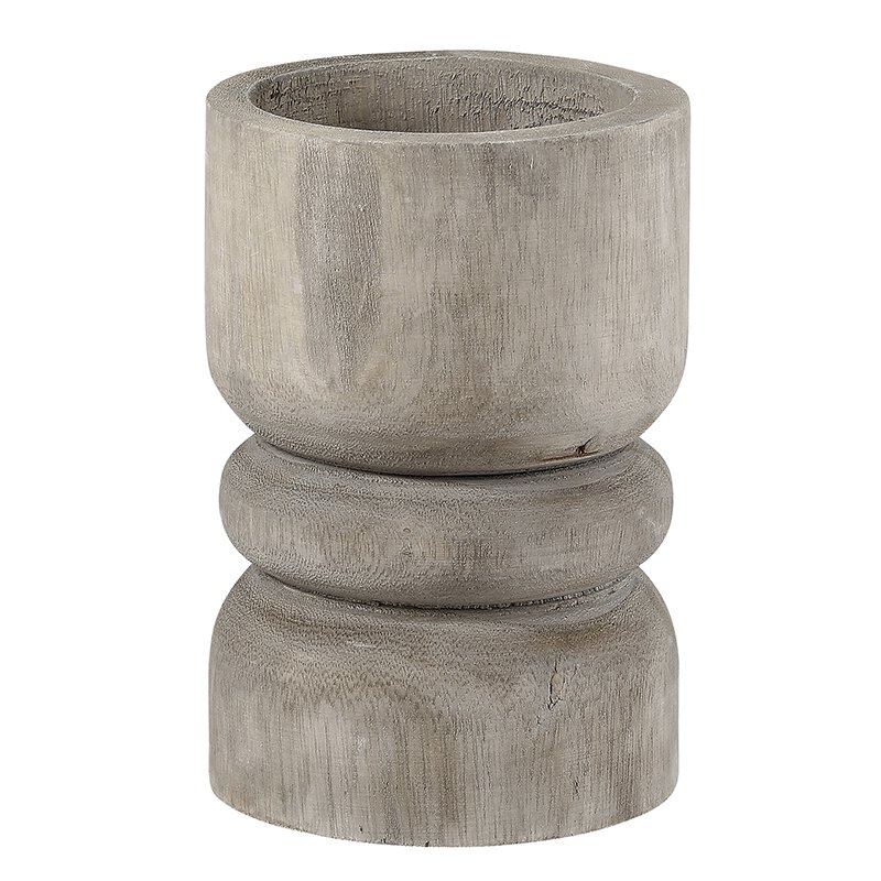 Medium Succulent Pillar - Grey Paulownia Wood