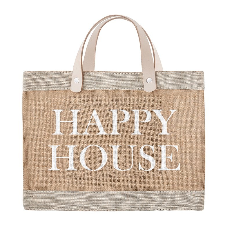Face To Face Jute Tote - Happy House