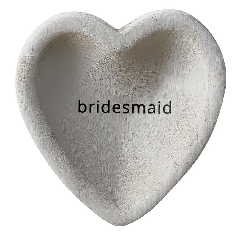Grey Paulownia Heart Trinket Tray - Bridesmaid