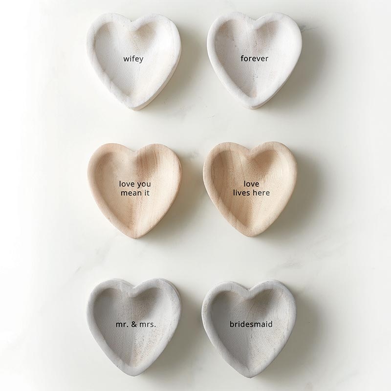 White Paulownia Heart Trinket Tray - Forever