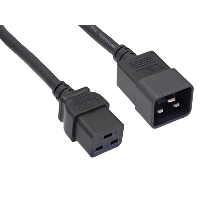 Buy 2ft Black C20 to C19 Power Cord Online - Heavy Duty 15 Amp Data ...